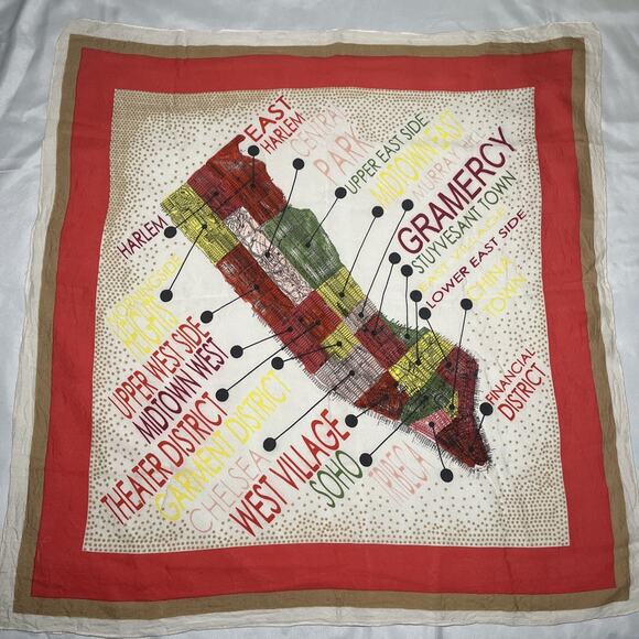 Madewell 1937 Accessories New York City NYC Neighborhood Map Scarf 38” Manhattan - Picture 1 of 4